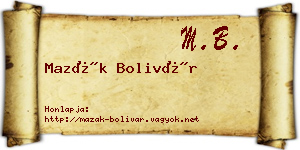 Mazák Bolivár névjegykártya